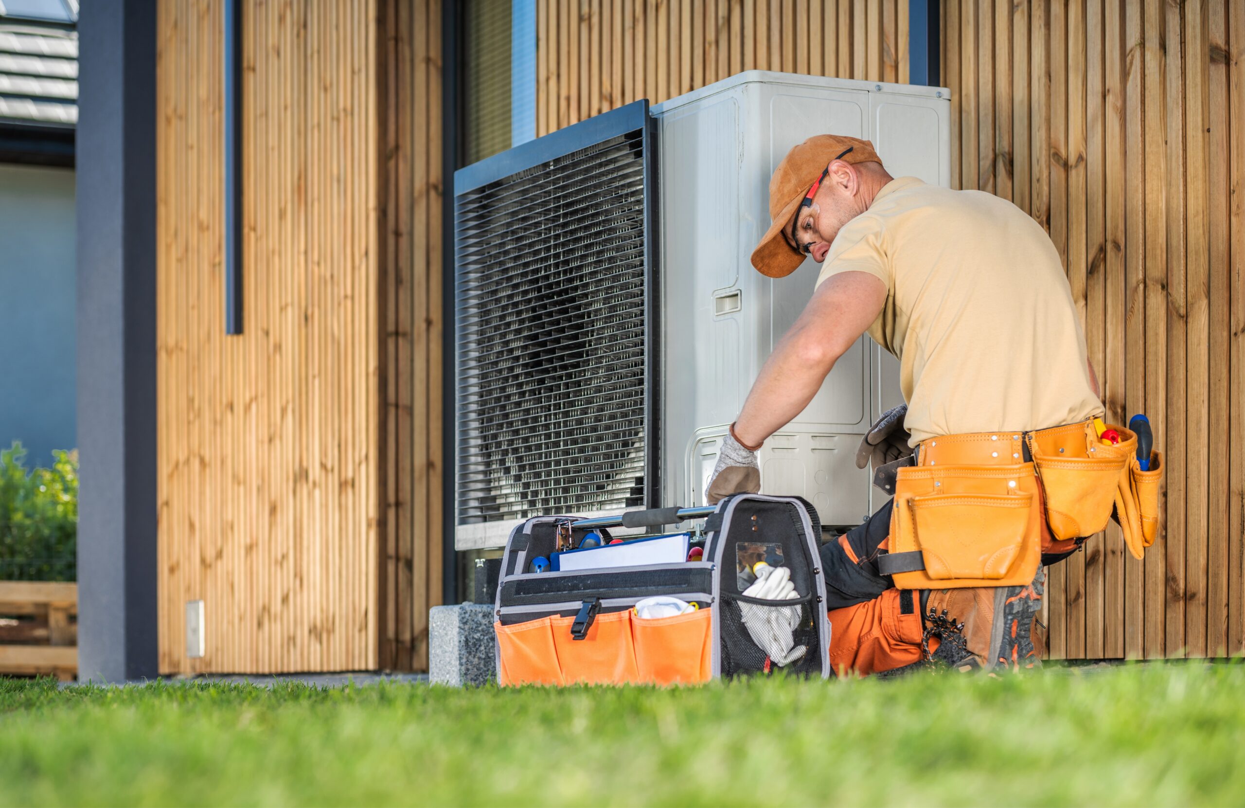 Man preparing tools for the HVAC machine